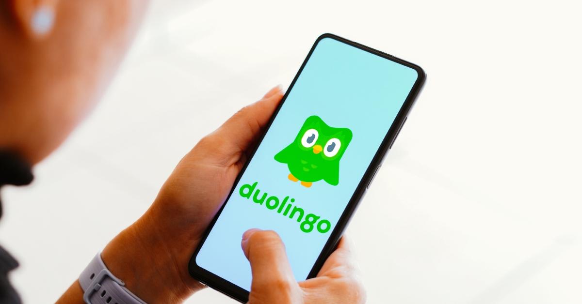 Duolingo logo seen displayed on a smartphone