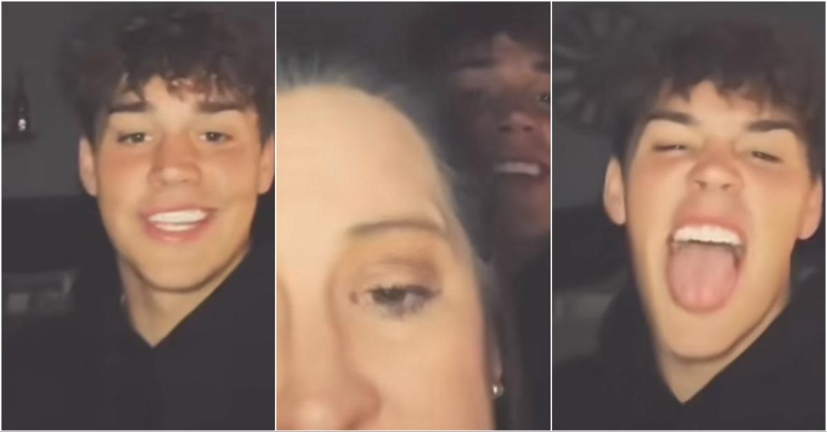 Collage of video featuring Noah Beck and his mother Amy