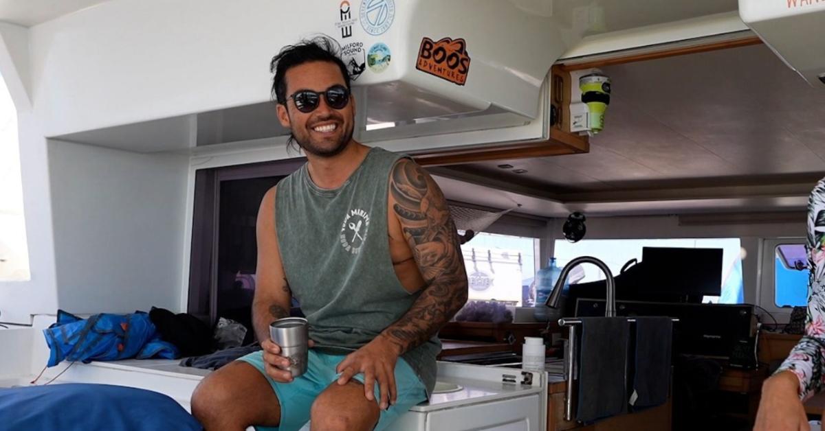 Colin MacRae on a boat in Fiji.