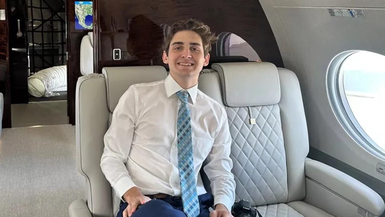 Jack Sweeney on a private plane in 2022