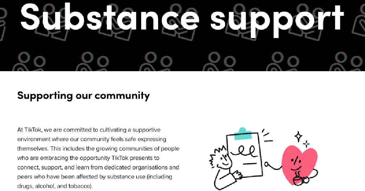 tiktok substance support page