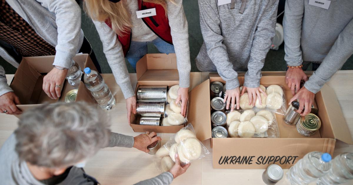 A stock photo of a food bank for Ukrainian refugees.