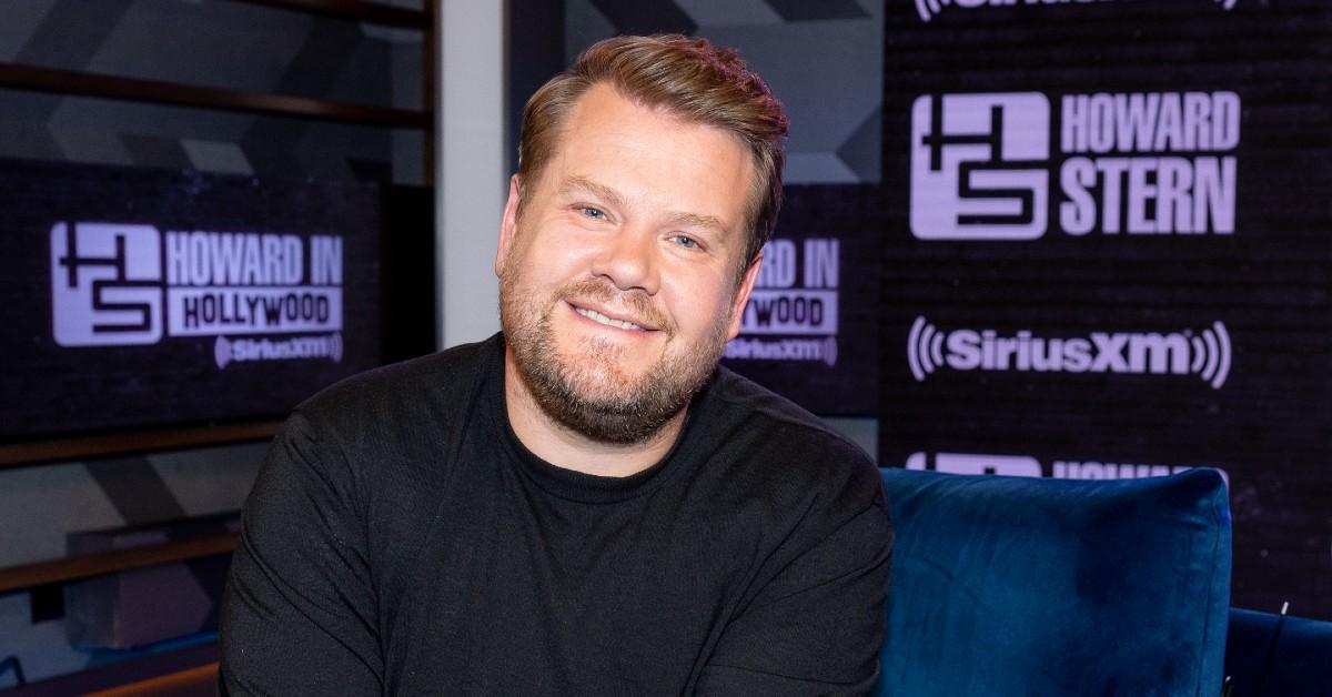 James Corden in a black shirt SiriusXM's 'The Howard Stern Show' in April 2023