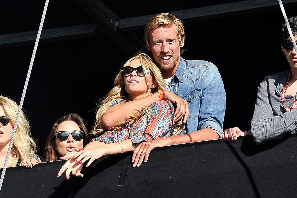 Abbey Clancy and Peter Crouch celebrate their anniversary watching Miles Kane performing at Hard Rock Calling Day 1 at the Queen Elizabeth Olympic Park