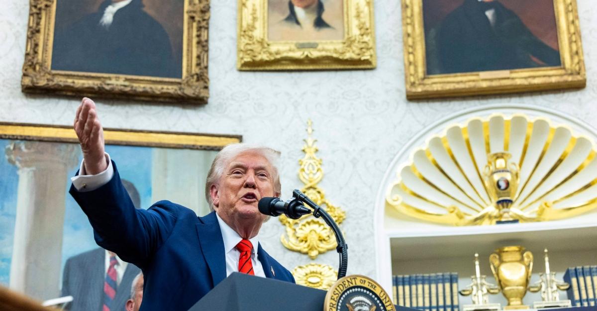 Trump speaks at a White House press conference