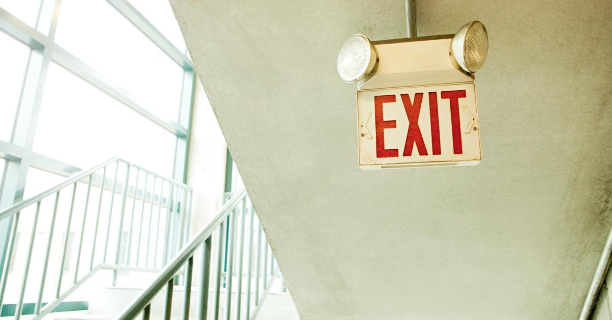 exit sign in parking garage