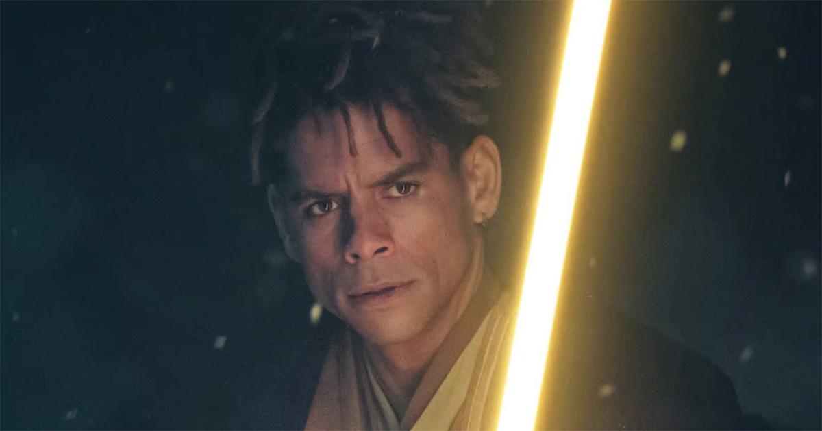 Yord holding a yellow lightsaber in 'The Acolyte.' 