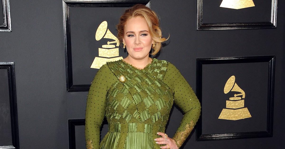 Adele in a green dress at the 59th GRAMMY Awards held at the Staples Center in Los Angeles on Feb. 12, 2017