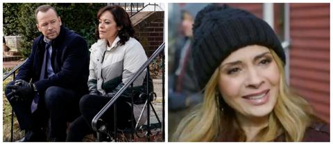 Danny comforting his partner Baez after she was attacked on 'Blue Bloods'. Psychic medium Maggie Gibson on 'Blue bloods'.