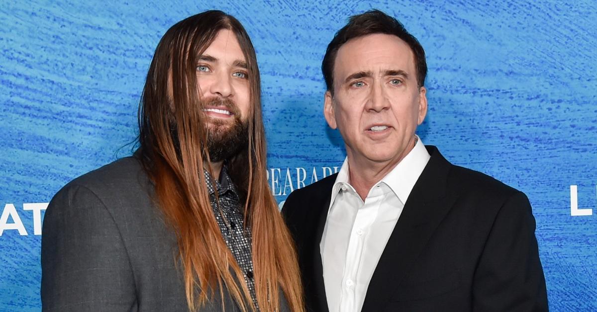 Weston Cage and Nicolas Cage pose on the red carpet at the Los Angeles premiere of 'The Unbearable Weight of Massive Talent" on April 18, 2022.