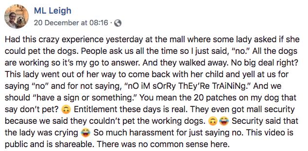 Entitled Mom Throws Fit After Woman Won T Let Her Pet Service Dog