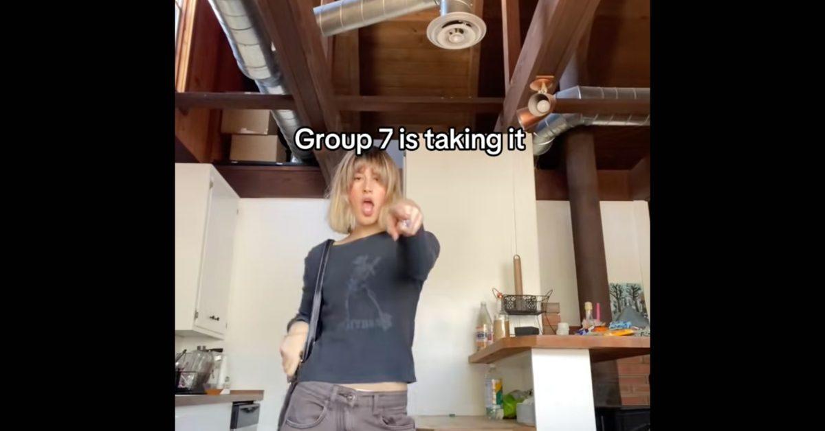 Sophia James posts about Group 7 on TikTok