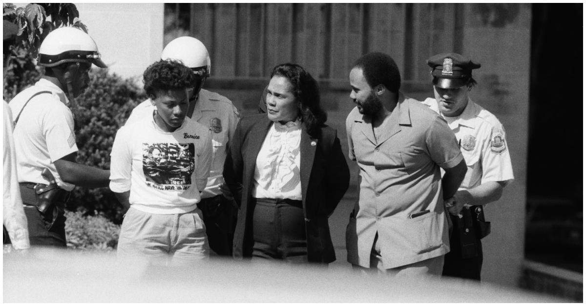 Coretta Scott King being arrested during a protest