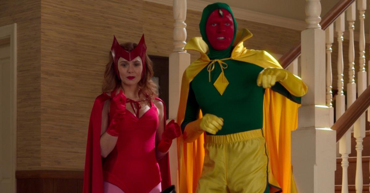 Elizabeth Olsen and Paul Bettany as Wanda Maximoff and Vision in 'WandaVision'