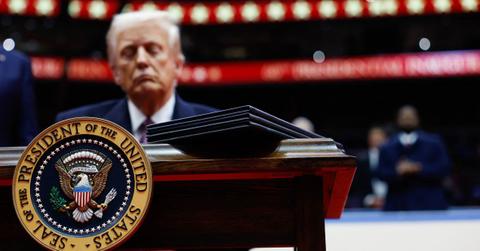 Donald Trump signing executive orders in Washington, D.C.