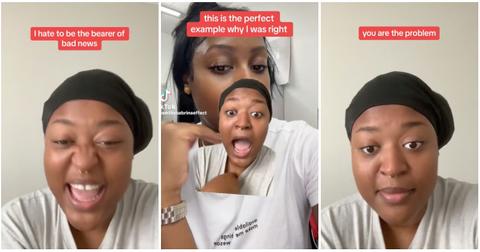 TikTok stitch of user criticizing woman who criticized women for not wearing makeup when they go out.