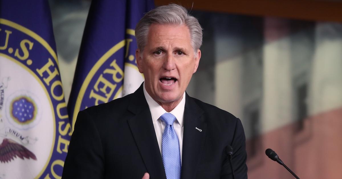 Kevin McCarthy speaking during his weekly news conference at the U.S. Capitol on Feb. 27, 2020