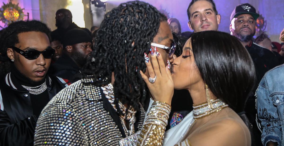 Cardi B and Offset kissing in Los Angeles in 2017