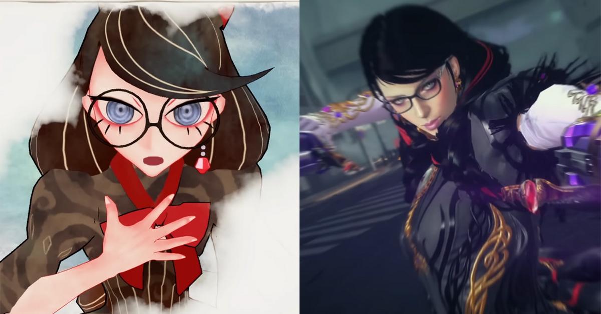 (l-r) Young Cereza and present-day Bayonetta