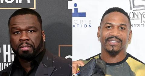 50 Cent and Stevie J. at separate events