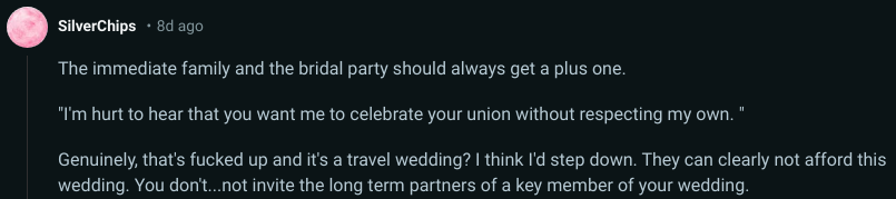 maid of honor fiance not invited to wedding