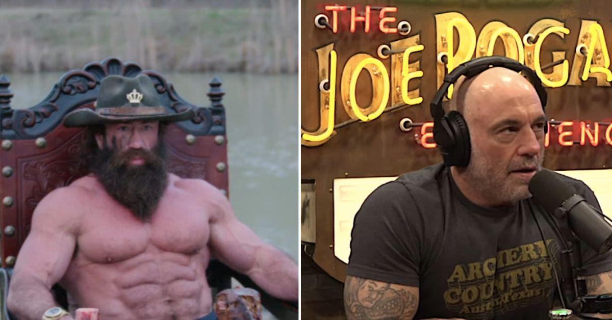 The Liver King and Joe Rogan sitting in side-by-side images. 