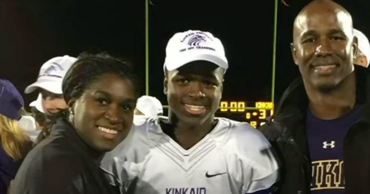 Dawn, Antonio Jr., and Antonio Armstrong after a football game prior to his school expulsion