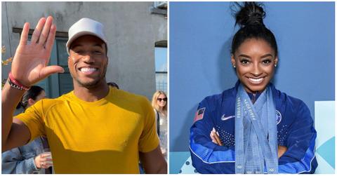 (l-r): Marlon Humphrey and Simone Biles