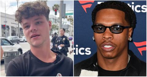 Jack Doherty after his robbery and Lil Baby at separate event.