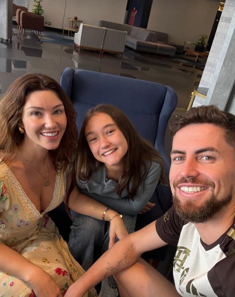 Jorginho, his wife Catherine Harding, and her 11-year-old daughter.