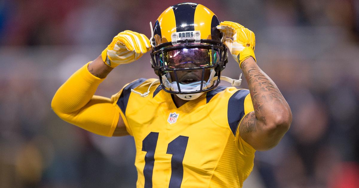 Tavon Austin adjusts his helmet prior to a game against the Tampa Bay Buccaneers at the Edward Jones Dome on Dec. 17, 2015.