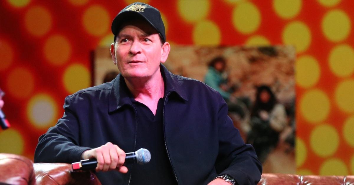 Charlie Sheen speaking at an event