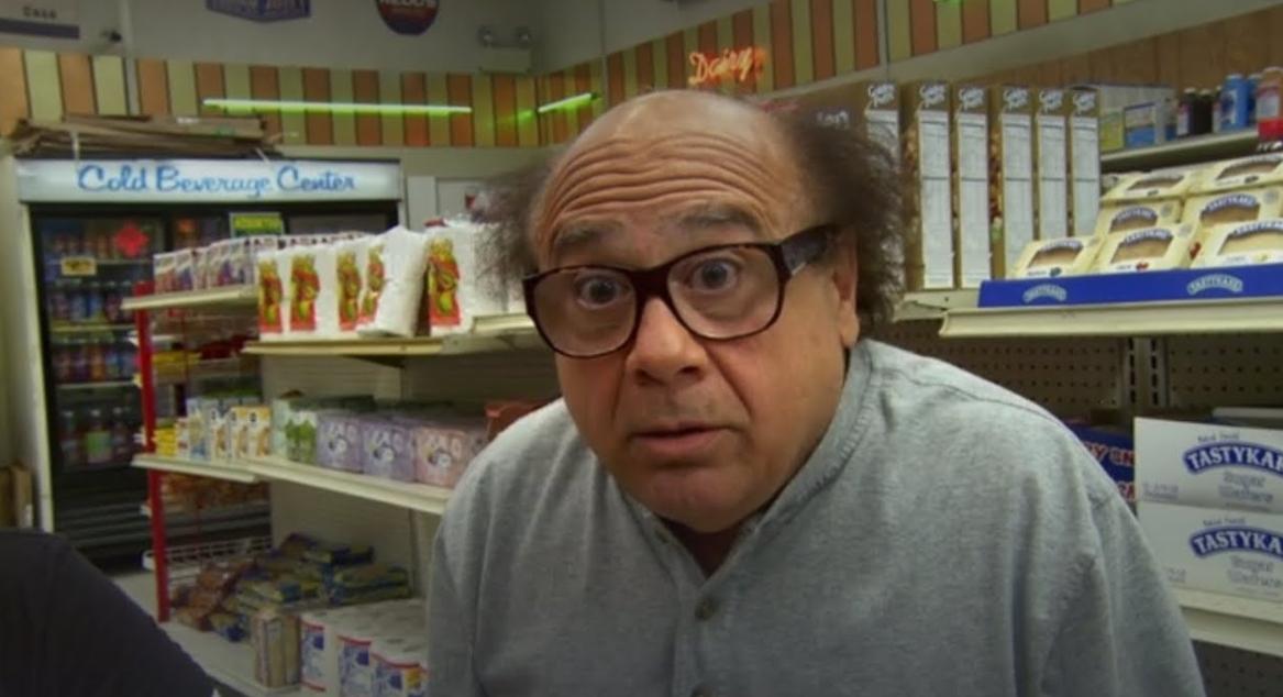 Frank in a convenience store on 'it's Always Sunny in Philadelphia'