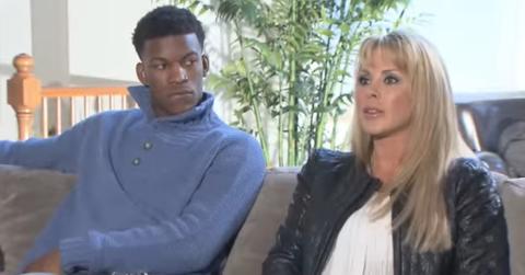 Jimmy Butler and his foster mom, Michelle Lambert, during an interview for NBC Sports Chicago.