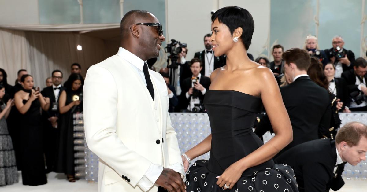 Idris Elba and Sabrina Dhowre Elba attend the 2023 Met Gala.