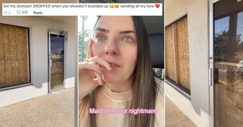 A bridesmaid alteration business was boarded up when a woman went to pick up her dress