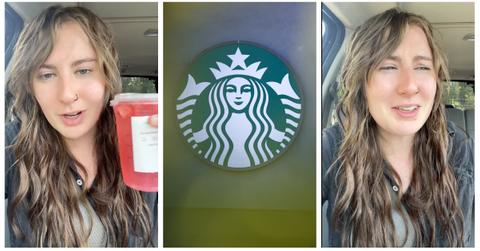 A customer describes how a Starbucks barista didn't complete her drink order when their shift ended.