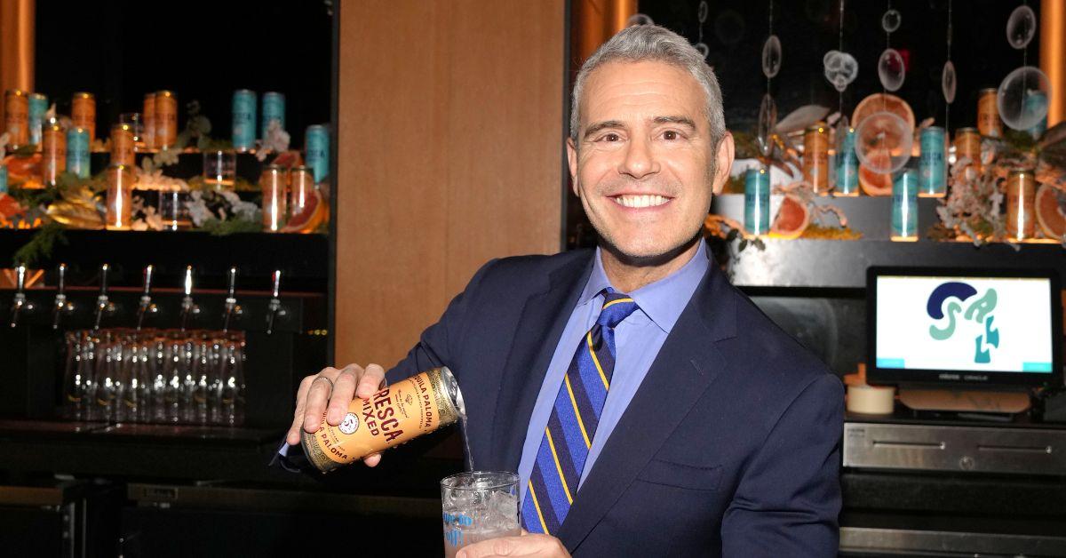 Andy Cohen posing for a partnership with Fresca Mixed.