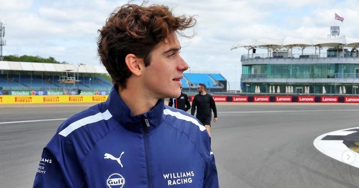 Franco Colapinto in blue jacket with Williams Racing logo