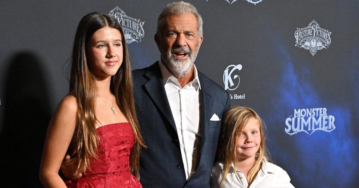 Mel Gibson at the 'Monster Summer' screening with two of his children.