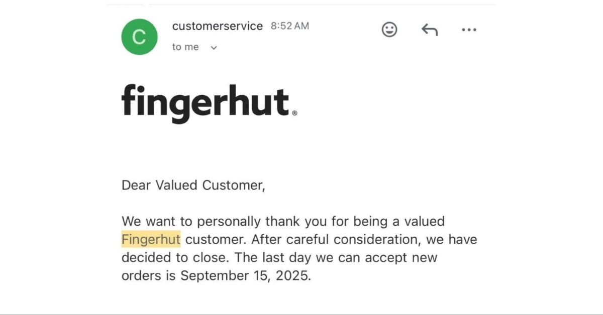 Letter from Fingerhut to their customers