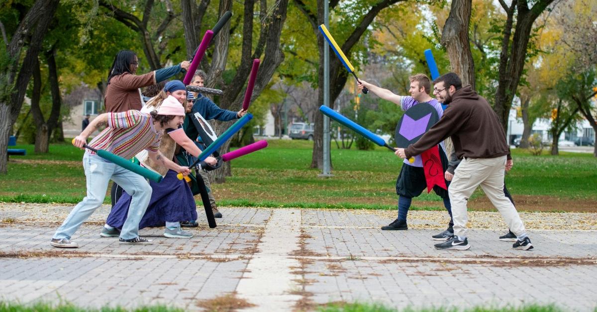 A group of friends LARPs in real life.