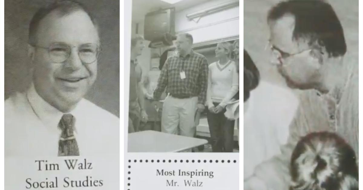 Tim Walz as a high school social studies teacher in yearbook photos