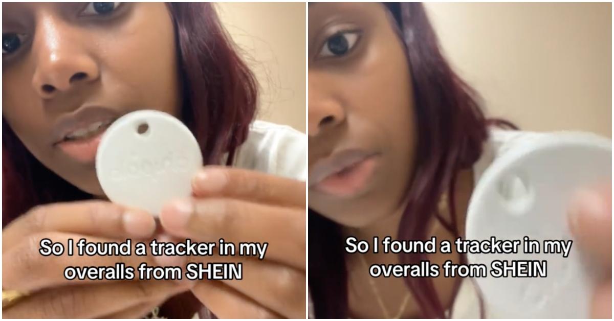 Viral video of girl finding a tracking device sewed into SHEIN overalls she ordered.