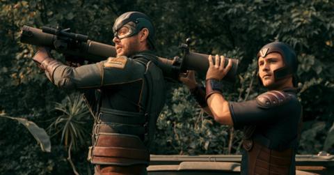 (L-R) Soldier Boy (Jensen Ackles) and young Gunpowder (Gattlin Griffith)