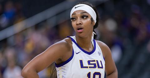 Angel Reese in an LSU uniform mid-game.