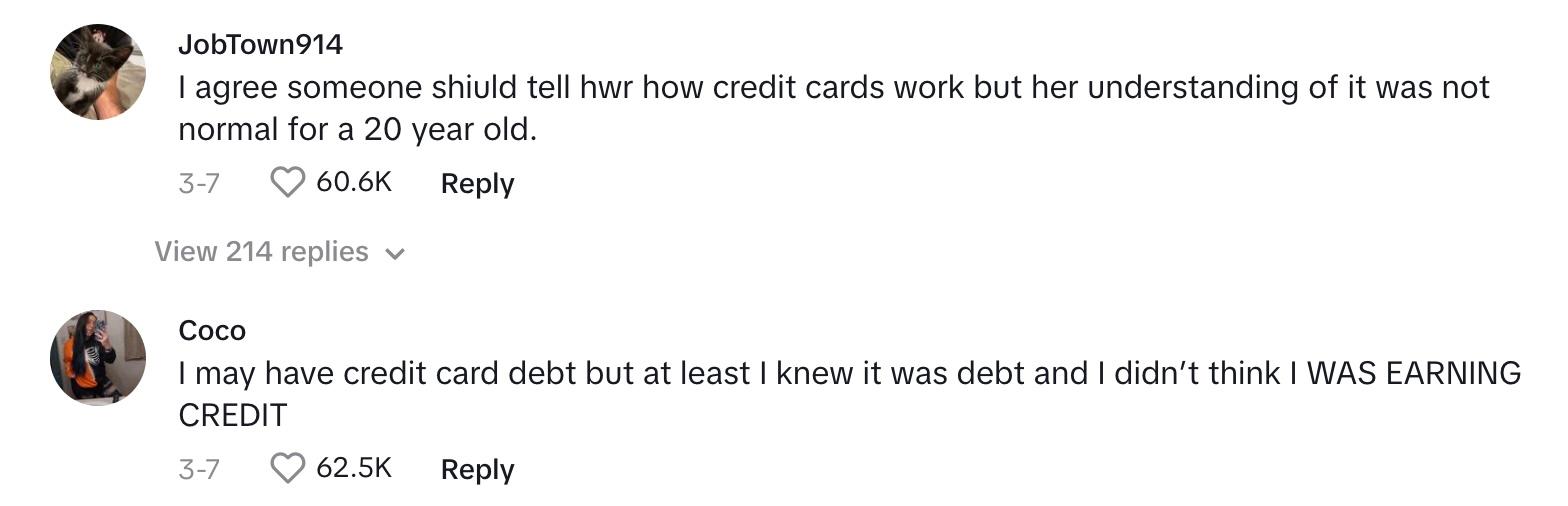 tiktok 20 year old doesn't know difference between credit debt and credit limit