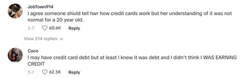 tiktok 20 year old doesn't know difference between credit debt and credit limit