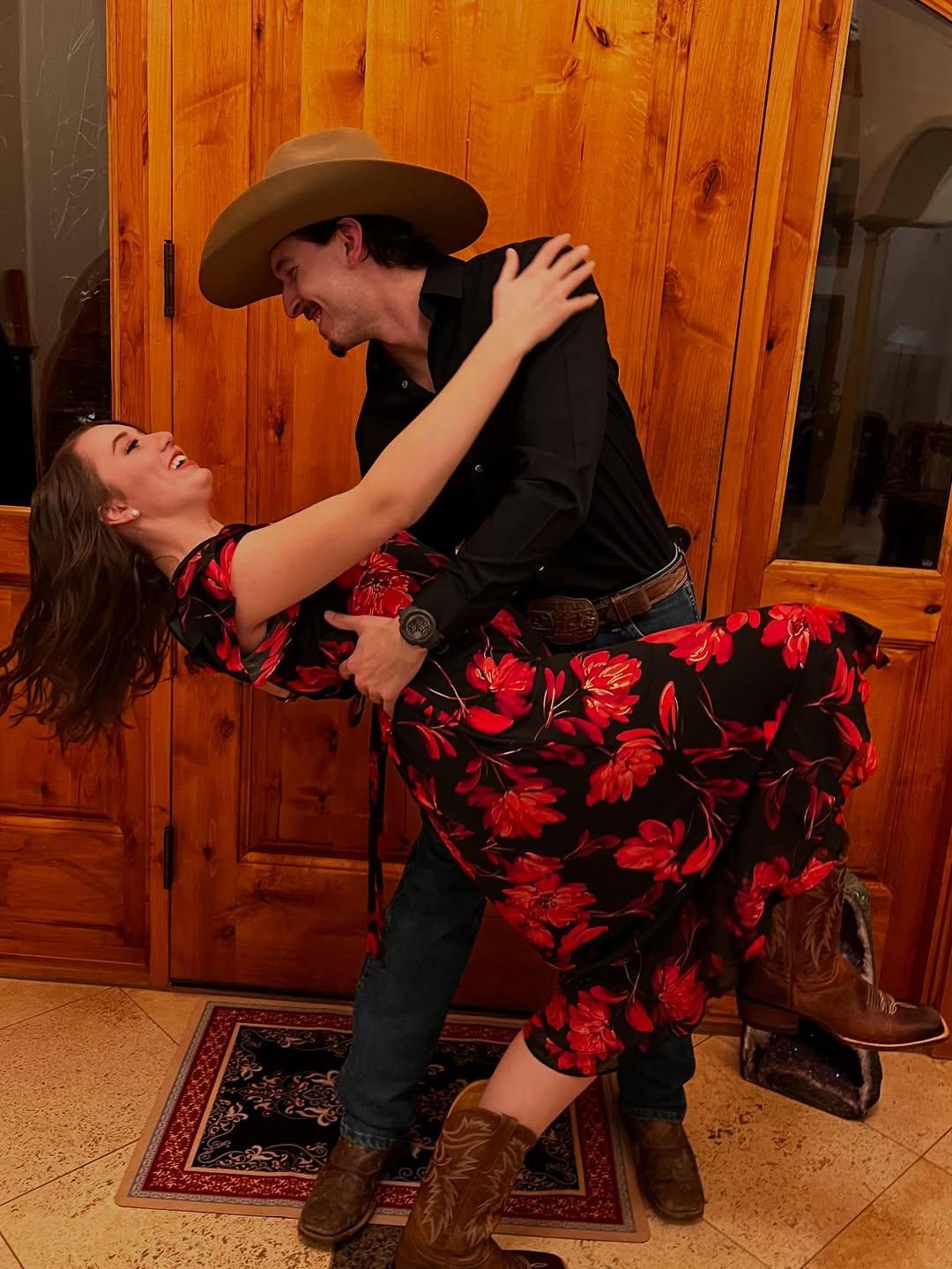 (l-r): Aurora Brown dancing with her boyfriend, Brodie Utley.