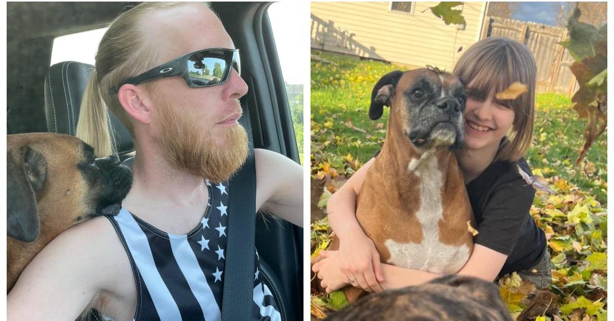 (L-R): Jeff Rupnow with the family dog dog; Natalie Rupnow with the family dog